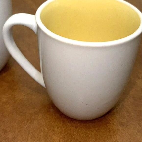 Set Of 3 Essential Home White & Yellow Mugs - Ceramic Coffee Cups - Picture 3 of 8